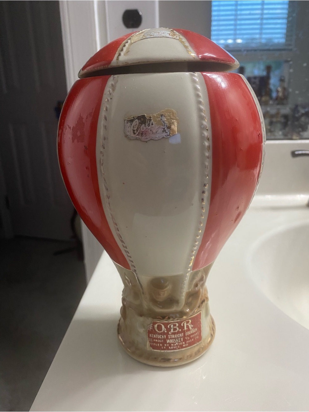 Vintage Red and Cream Hot Air Balloon Decanter - O.B.R.